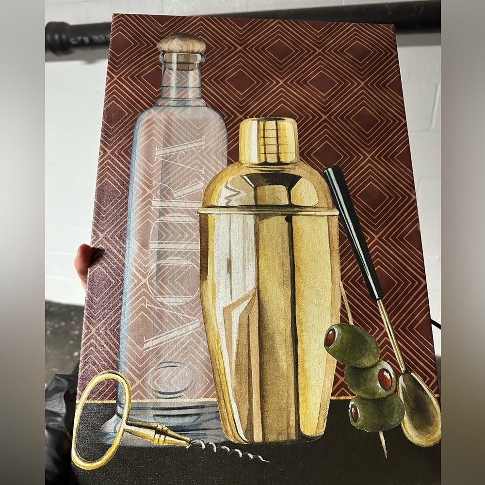 Bar wrapped canvas art martini vodka olives and shaker